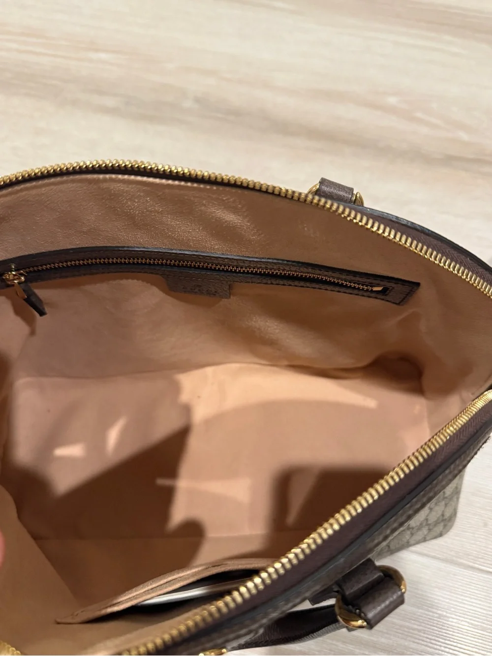 Gucci Brown/Beige GG Canvas Satchel with Green-Red Web Stripe